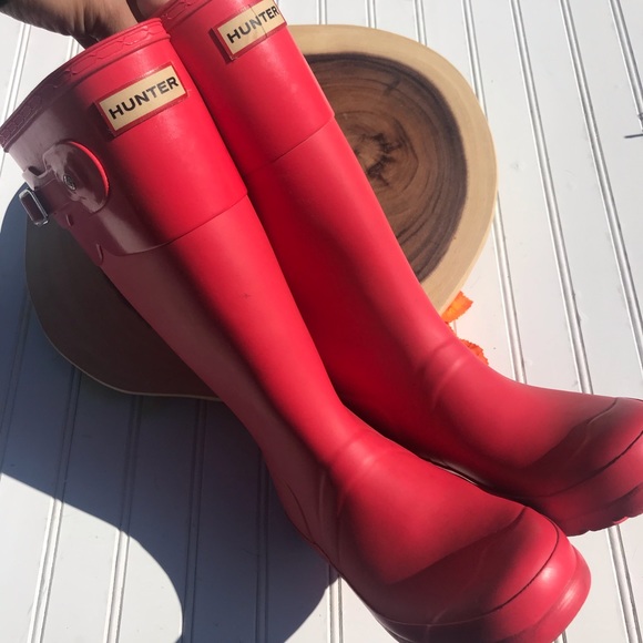 Hunter Hot Pink Wellies Rain Rubber Boots - Picture 4 of 8